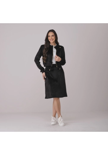 Conjunto Duda Em Plush Preto Tata Martello Outono/Inverno 2026
