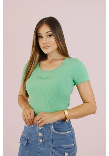 Babylook Beloved Em Malha Canelada Verde Escuro Nitido Outono/Inverno 2026
