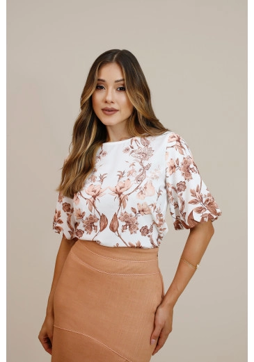 Blusa Amarilis Em Alfaiataria Off White Nitido Outono/Inverno 2026