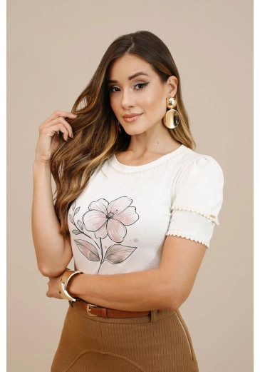 Blusa Eva Em Malha Flamê Estampa Silk Exclusiva Nitido Outono/Inverno 2026