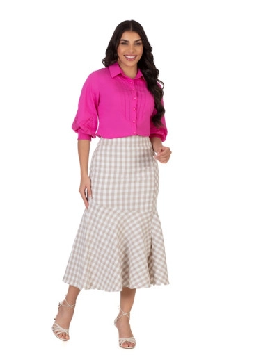 Camisa Angelina Em Tecido Plano Com Lastex Na Manga Pink Hapuk Primavera/Verão 2024