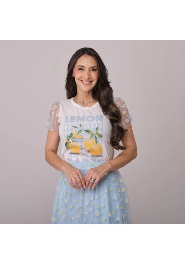 Blusa Margarida Em Crepe Gloss LemonTata Martello Primavera/Verão 2026