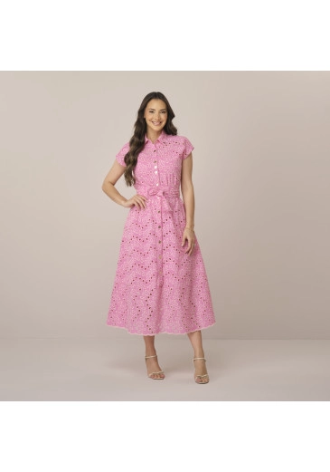 Vestido Alessandra Em Laise Bicolor Rosa Tatá Martello  Primavera/Verão 2027