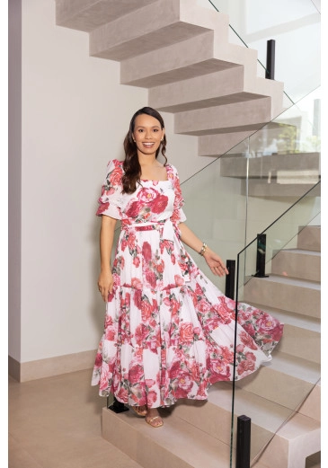 Vestido Laura Em Musseline Florido Jany Pim Primavera/Verão 2026