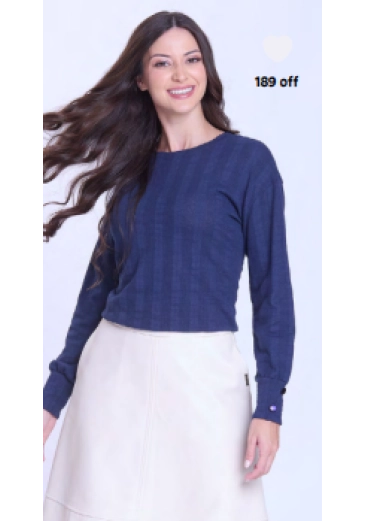 Blusa Jaqueline Em Malha Tricot Azul Hapuk Outono/Inverno 2026