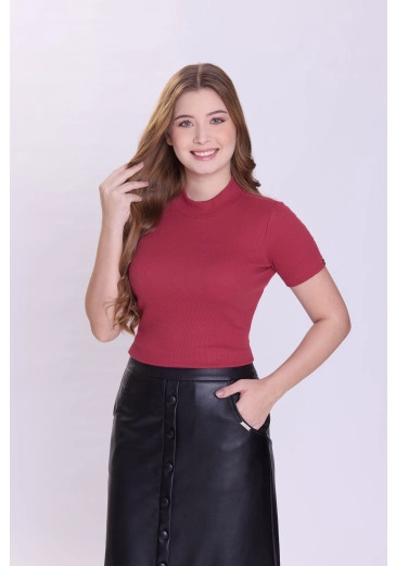 Blusa Lorena Em Malha Canelada Terracota Hapuk Outono/Inverno 2026