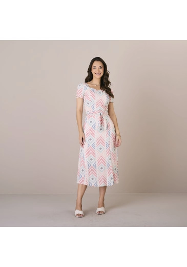 Vestido Mikaela Em Viscose Rayon Rosa Tatá Martello Alto Verão 2025