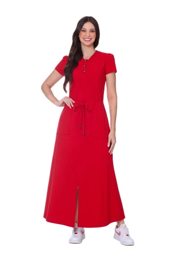 Vestido Lurdes Vermelho Em Malha Hapuk Outono/Inverno 2025
