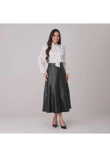Saia Sabrina Em Couro Eco Preto Tata Martello Outono/Inverno 2026