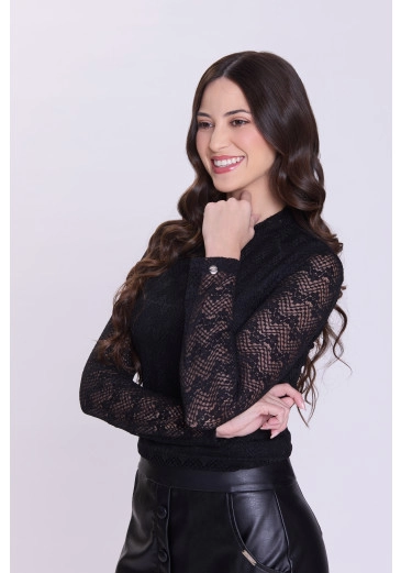 Blusa Silvia Em Renda Preto Hapuk Outono/Inverno 2026