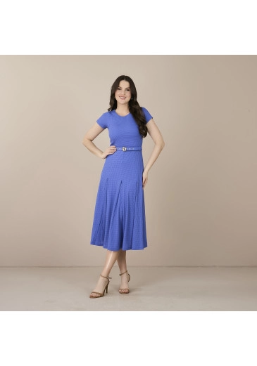 Vestido Emilia Em Malha Croche Azul Tatá Martello Primavera/Verão 2025 