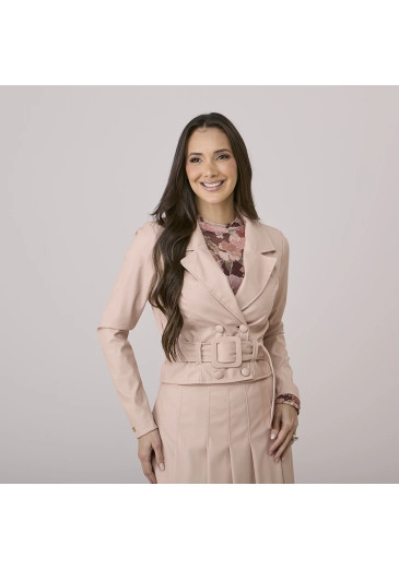 Jaqueta Ivy Em Couro Eco Bege Tata Martello Outono/Inverno 2026