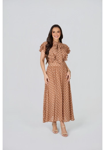 Vestido Mharessa Em Crepe Bege Tata Martello Primavera/Verão 2027