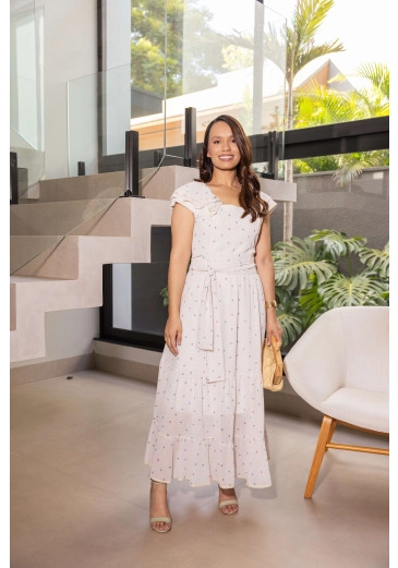 Vestido Karol Em Musseline Off White Jany Pim Primavera/Verão 2026