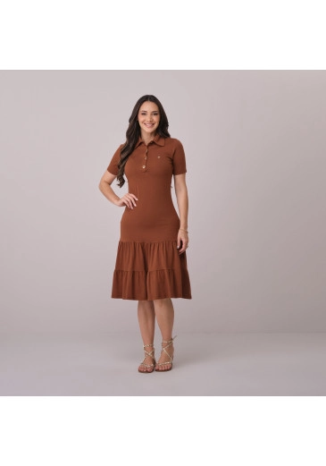 Vestido Maiara Em Malha Conforto Marrom Tata Martello Primavera/Verão 2026