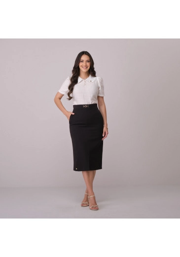 Saia Meire Em Alfaiataria Genebra Preto Tata Martello Primavera/Verão 2026