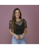 Blusa em Tule Manga Princesa Preta Tatá Martello 