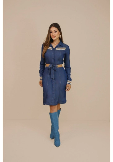 Vestido Maressa Denim Com Renda Nitido Outono/Inverno 2026