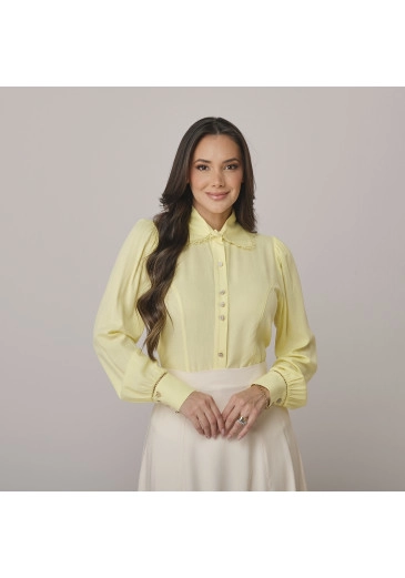Camisa Paola Em Viscolinho Com Renda Amarelo Tata Martello Outono/Inverno 2026