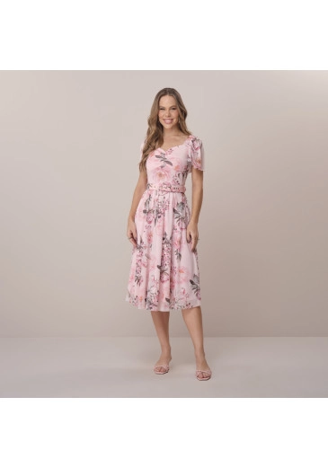 Vestido Laiany Em Tule Estampa Exclusiva Rosa Tata Martello Primavera/Verão 2026
