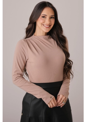 Blusa Laiany Em Canelado Pima Bege Tata Martello Outono/Inverno 2026