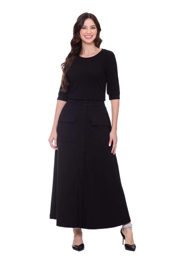 Saia Angelina Preto Em Malha Crepe Hapuk Outono/Inverno 2025