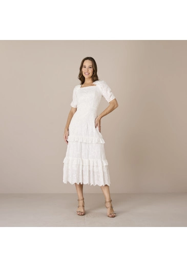 Vestido Amelia Em Laise Bordado Paete Off White Tata Martello Alto Verão 2025