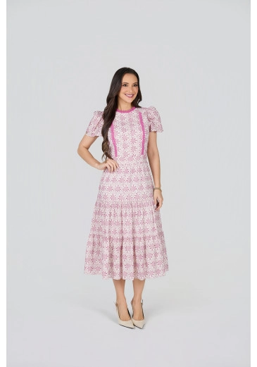 Vestido Simone Em Algodão Bordado Rosa Tata Martello Primavera/Verão 2027