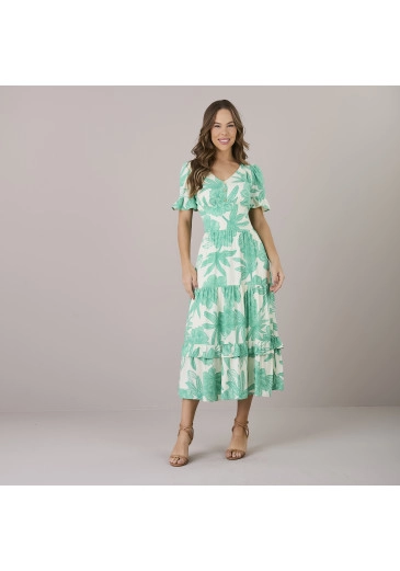 Vestido Luciane Em Viscose Rayon Verde Tatá Martello Alto Verão 2025