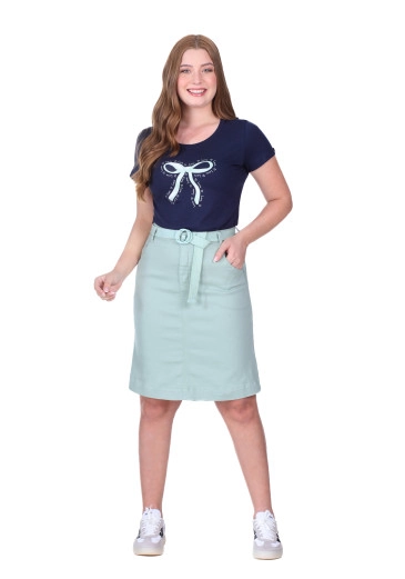 Saia Rita Em Jeans Color Verde Hapuk Primavera/Verão 2026