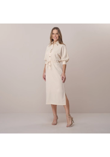 Vestido Iara Em Crepe Polistrech Off White Tata Martello Primavera/Verão 2026