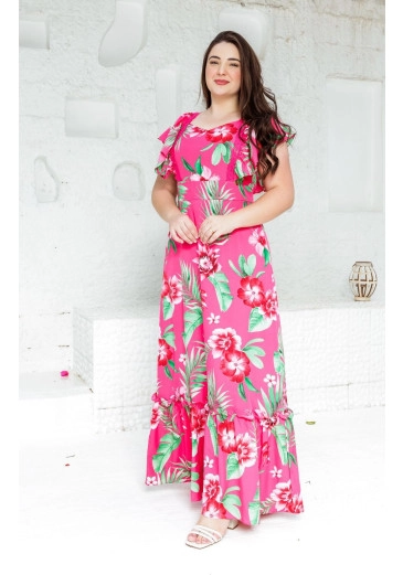 Vestido Mariana Longo Em Sedinha Sem Zíper Estampado Maria Amore Primavera/Verão 2025