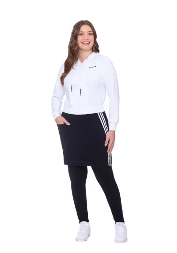 Jaqueta Carol Fitness Branco Poliamida Com Capuz Hapuk