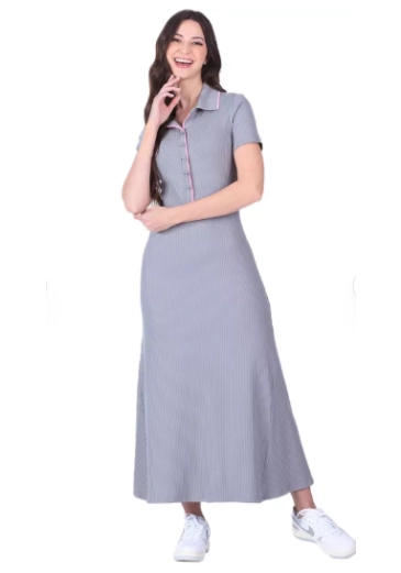 Vestido Carolina Em Malha Canelada Cinza Hapuk Primavera/Verão 2026