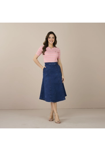 Saia Sabrina em Jeans com Elastano Tatá Martello Primavera/Verão 2025 