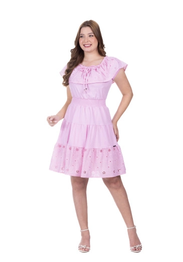 Vestido Alanys Em Malha Lisa E Laise Rosa Hapuk Primavera/Verão 2026