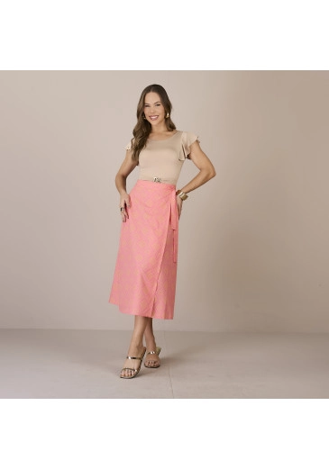 Saia Carol Em Crepe Gloss Moda Praia Tatá Martello Primavera/Verão 2025