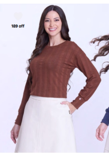 Blusa Jaqueline Em Malha Tricot Marrom Hapuk Outono/Inverno 2026