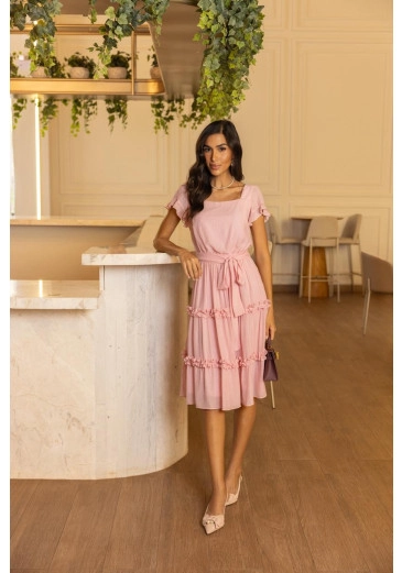 Vestido Amanda Em Nylon Bamboo Rosa Jany Pim Primavera/Verão 2026