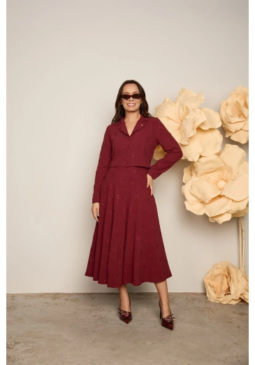 Conjunto Lara Em Vancouver Bordado Bordô Jany Pim Outono/Inverno 2026