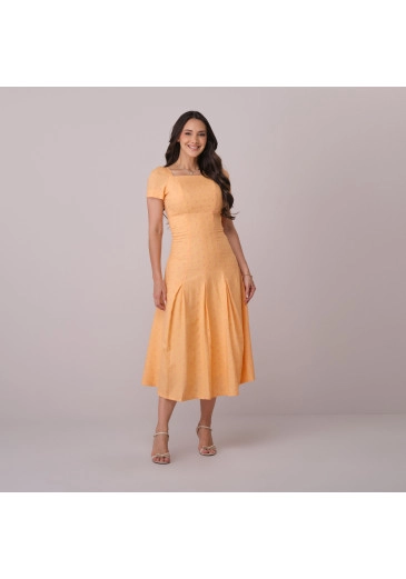 Vestido Ariana Em Linho Bordado Laranja Tata Martello Primavera/Verão 2026