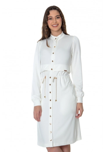 Vestido Victoria OffWhite Em Moletinho Hapuk Outono/Inverno 2022