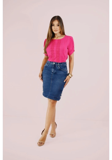 Saia Nivia Em Jeans Secretária Escuro Nitido Outono/Inverno 2026