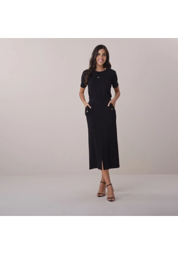 Conjunto Jane Em Malha Capri Preta Tata Martello  Primavera/Verão 2026