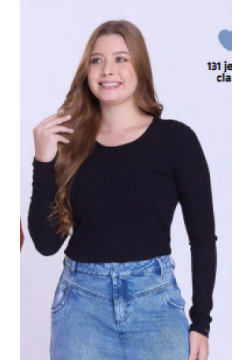 Blusa Adriana Em Malha Canelada Preto Hapuk Outono/Inverno 2026