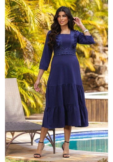 Vestido Luna Em Crepe com Elastano Maria Amore Primavera/Verão 2025
