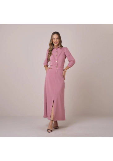 Conjunto Elizabete Em Crepe Londres Com Renda Rosa Tata Martello Primavera/Verão 2026