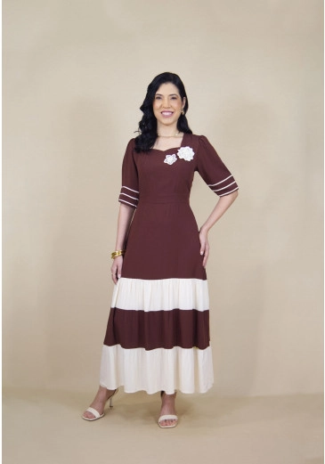 Vestido Em Viscose Slub Marrom Hadaza Outono/Inverno 2026