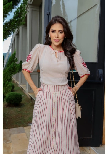 Camisa Em Cambraia Com Bordado Kauly Outono/Inverno 2025