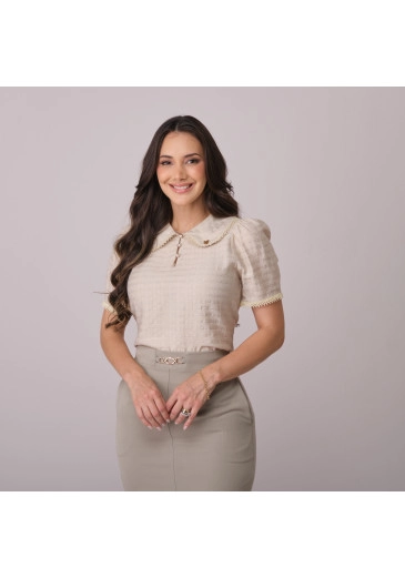 Blusa Simara Em Viscose Rayon Bege Tata Martello Primavera/Verão 2026